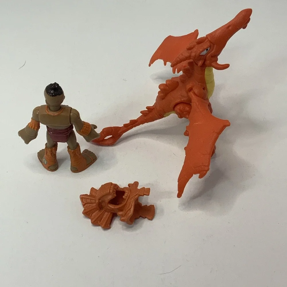 Imaginext Orange Pterodactyl with Warrior figure & Mask‎ flying dinosaur
